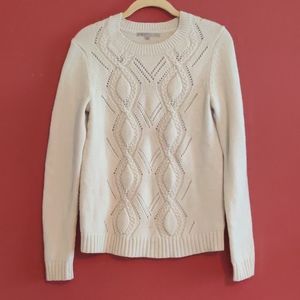 Gap cozy cream pointelle cable knit sweater